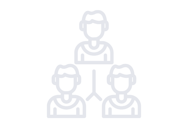 A minimalist line icon featuring three connected human figures representing the Peer Group Support network at Our Mental Edge.